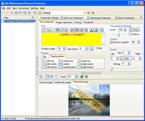 Screenshot of AiS Watermark Pictures Protector 3.5