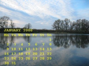 Adding January 2006 calendar on digital photo. January 2006 default watermark settings.